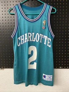 Men’s 36 Size Small Champion CHARLOTTE HORNETS #2 Larry Johnson Jersey Teal USA - Picture 1 of 6