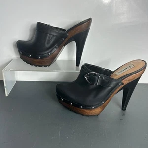 Women’s - DUNE - Mule Clogs - Black Leather - Size 4 / 37 - Picture 1 of 17