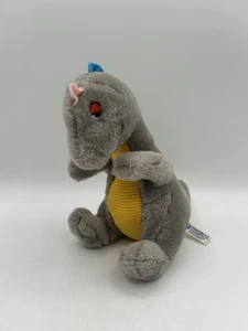 Steven Smith Vintage Dinosaurier/Drache grau mit gelbem Cord Bauch sitzend Plüsch - Bild 1 von 13