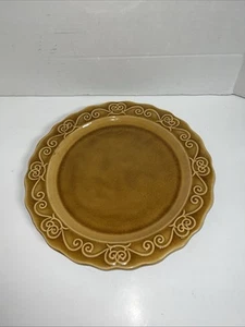 Pier 1 Crackle Glasur Swirl Design Servierplatte 13" Senfgelb - Bild 1 von 3