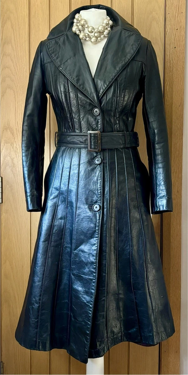 00’s Belted long coat Vintage 70s Womens S Belted Trench Coat Maxi Overcoat Hooded Lined