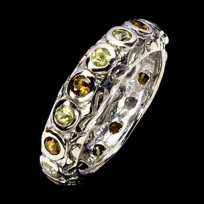 925 Sterlingsilber Ring Rund Citrin Peridot Natürlich Edelstein Schmuck Größe 8 - Bild 1 von 4