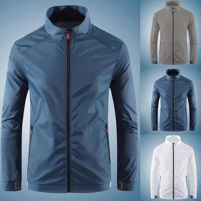 Men Coat Outdoor Regular Skin Clothing Sports Waterproof Jacket Stand Collar - Image 1 of 4
