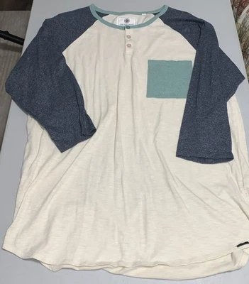 Camiseta masculina On The Byas Henley grande multicolorida com bolso manga 3/4 - Imagem 1 de 4