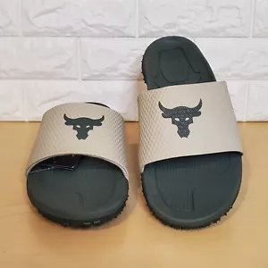 Under Armour UA Project Rock Slides 2.0 Mens Sz 11 / Womens 12 Khaki Base Thyme - Picture 1 of 12