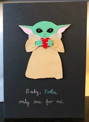 Tarjeta de San Valentín de Baby Yoda, tarjeta de San Valentín de Star Wars - hecha a mano en el Reino Unido Foto 1 de 3