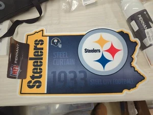 NFL Pittsburgh Steelers Pennsylvania State Shape 18" Rico Industries Pennant New - Picture 1 of 2