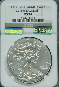 2011 W 25th ANN. SILVER EAGLE NGC MS70 MAC FINEST REGISTRY SPOTLESS * - Picture 1 of 2