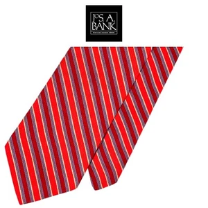 JoS. A. Bank  Red Tie - 2 Tone Red White Grey Repp Stripes Pattern 100% Silk  - Picture 1 of 12