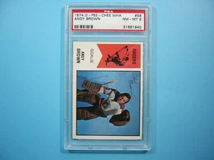 1974/75 O-PEE-CHEE WHA HOCKEY CARD #58 ANDY BROWN ROOKIE RC PSA 8 NM/MINT OPC GL - Picture 1 of 4