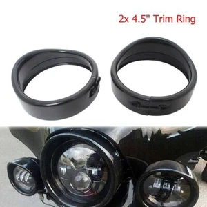 Gloss Black 4.5" Fog Light Trim Ring Passing Lamp Covers For Harley Street Glide - Bild 1 von 17