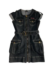 Beyoncé Dereon Denim Mini Dress With Belt Size Large 12/14 - Picture 1 of 6
