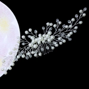 Rhinestone Faux Pearls Hair Clip Pin Weddings Bridal Party Headwear Jewlery Gift - Picture 1 of 7