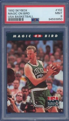 Skybox 1992 Estados Unidos #102 Larry Bird PSA 9 Celtics Salón de la fama Magic Foto 1 de 2