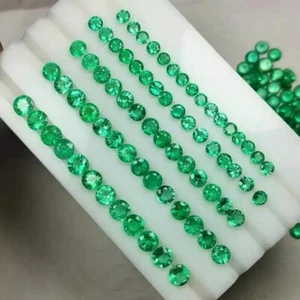 4mm 12 Pcs Exquisite Natural Green Emerald Round Cut Certified Loose Gemstone - Picture 1 of 3