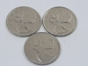 3 Münzen Kanada 25 Cent Königin Elizabeth II. 2. 1975 1977 1985 - Bild 1 von 8