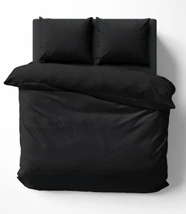 Uni Bettwäsche 240x220 cm schwarz Doppelbett Einfarbig Renforce Baumwolle - Bild 1 von 6