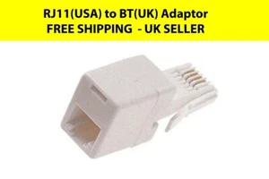UK BT TELEPHONE PLUG TO RJ11 SOCKET ADAPTER ADAPTOR CONNECTOR 6P4C STRAIGHT WIRE - Picture 1 of 1