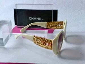 With love, Chanel, women sunglasses full frames oval shaped color white and brow - Picture 1 of 22