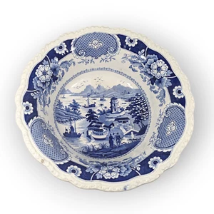 Staffordshire Transferware India Temple Bowl Large Antique England 1820s 14" - Picture 1 of 20