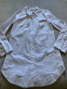 Express Women Long Sleeve Long Button-Up Shirt White Size XXS - Picture 1 of 12