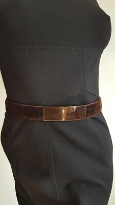 Prada Womens Velvet/Leather Skinny Belt,  Size 28/70 brown S-6 - Image 1 of 4