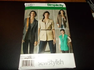 Simplicity Muster 2340 MS NÄHEN STILVOLL gefüttert/ungefütterte Boyfriend Jacke mit Optionen - Bild 1 von 2