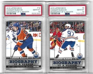 2015 CONNOR MCDAVID ROOKIE 2 CARD LOT #8 &12 PSA GEM MINT 10 OILERS UD LOW POP - Picture 1 of 1