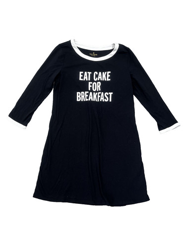 Abito da notte donna Kate Spade nero bianco mangia torta per colazione taglia M