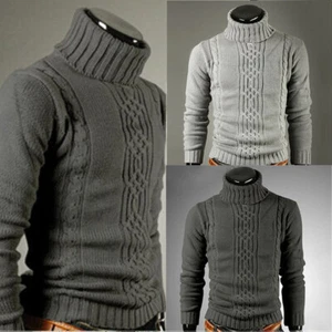 Pullover manica lunga maglione rotolo invernale caldo collo tartaruga maglione uomo lavorato a maglia - Foto 1 di 12