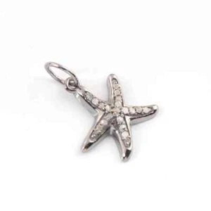 Naturale Pavè Diamante Starfish Ciondolo 925 Argento Minimalista Gioielli Regalo - Foto 1 di 6