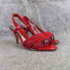 Fioni Shoes Womens 6 Sandal Pumps Slingback Red Open Toe Dressy Party Fashion