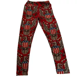 LuLaRoe Leggings Little Girl Size S/M Red American Flag Eagle Patriotic USA RARE - Picture 1 of 8