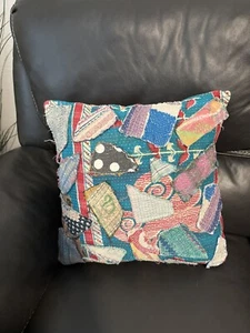 SHILPA RATHI Vintage Kantha Pillow Cover Blue (Used) - Picture 1 of 5