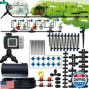 Drip Irrigation System with Water Timer 162ft Drip Irrigation Kit 5/16“ID and - Picture 1 of 5
