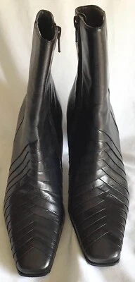 "Botines al tobillo de cuero negros Ann Marino talla 7,5 capas superiores zapatos de tacón de 3""" Foto 1 de 4
