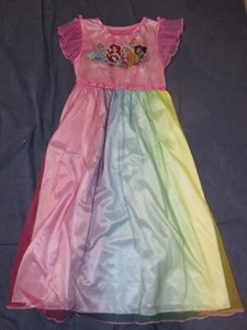 Girls DISNEY PRINCESS Nightgown Sz 8 - Pink/Rainbow w/ CINDERELLA, MULAN, ARIEL - Picture 1 of 2
