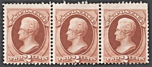 US Sc# 146 *MINT NO GUM LH { "SCARCE STRIP OF 3 } 2c JACKSON FROM 1870 CV$ 400 - Picture 1 of 4