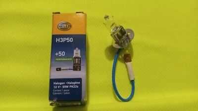 HELLA ~ H3P50 ~ +50 Bombilla de rendimiento ~ 12V 55W PK22s ~ Una bombilla (1) ~ ¡NUEVA! ~ A Foto 1 de 4