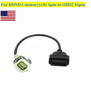 4Pin To 16 Pin OBD2 Cable Adapter Diagnostic Connector For Honda Motorcycle - Picture 1 of 9