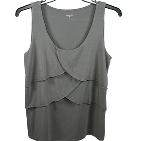 Garnet Hill Stufen überbacken Tank Top Shirt Large grau fließend Boho Baumwolle Sommer - Bild 1 von 9