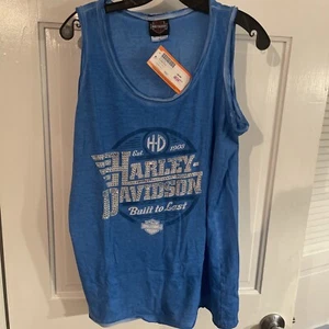 Harley-Davidson Womens Glitter Logo Tank Top Turquoise Size XL Authentic 1903 - Picture 1 of 5