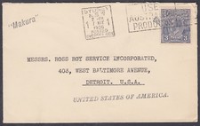 1936 Australia'MAKURA'Sydney Australian Produce Slogan: Detroit,USA;Dalgety Flap