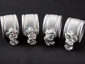 Anillos de servilleta de madera para ángeles - plata - conjunto de cuatro - Imagen 1 de 4