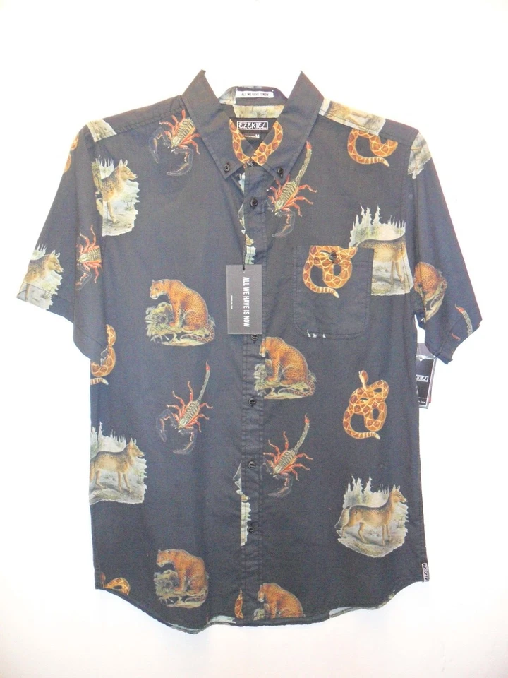 Camisa tejida con botones EZEKIEL S/S para hombre INDIO - negra - mediana - nueva con etiquetas Foto 1 de 1