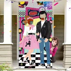 50s Party Decorations, 50's Photo Diner Backdrop, 50's Rock and Roll Banner Back - Picture 1 of 9