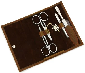 ROBERT KLAAS Solingen Manicura Set Manicura Hombre Cuero Marrón Claro INOX - Imagen 1 de 6