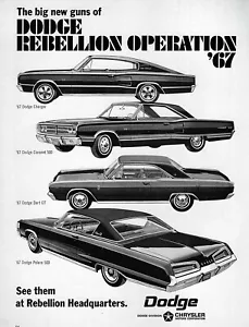 Dodge Charger Coronet 500 Dart GT 1967 Polara 500 anuncio impreso original - Imagen 1 de 1