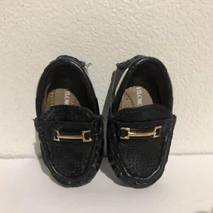 Pair Of Infant Toddler Faux Leather Black Dressy Loafers No Size Tag - Picture 1 of 24