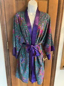 Victoria's Secret Gold Label Vintage Purple Satin Robe One Size S M L Kamono EUC - Picture 1 of 13